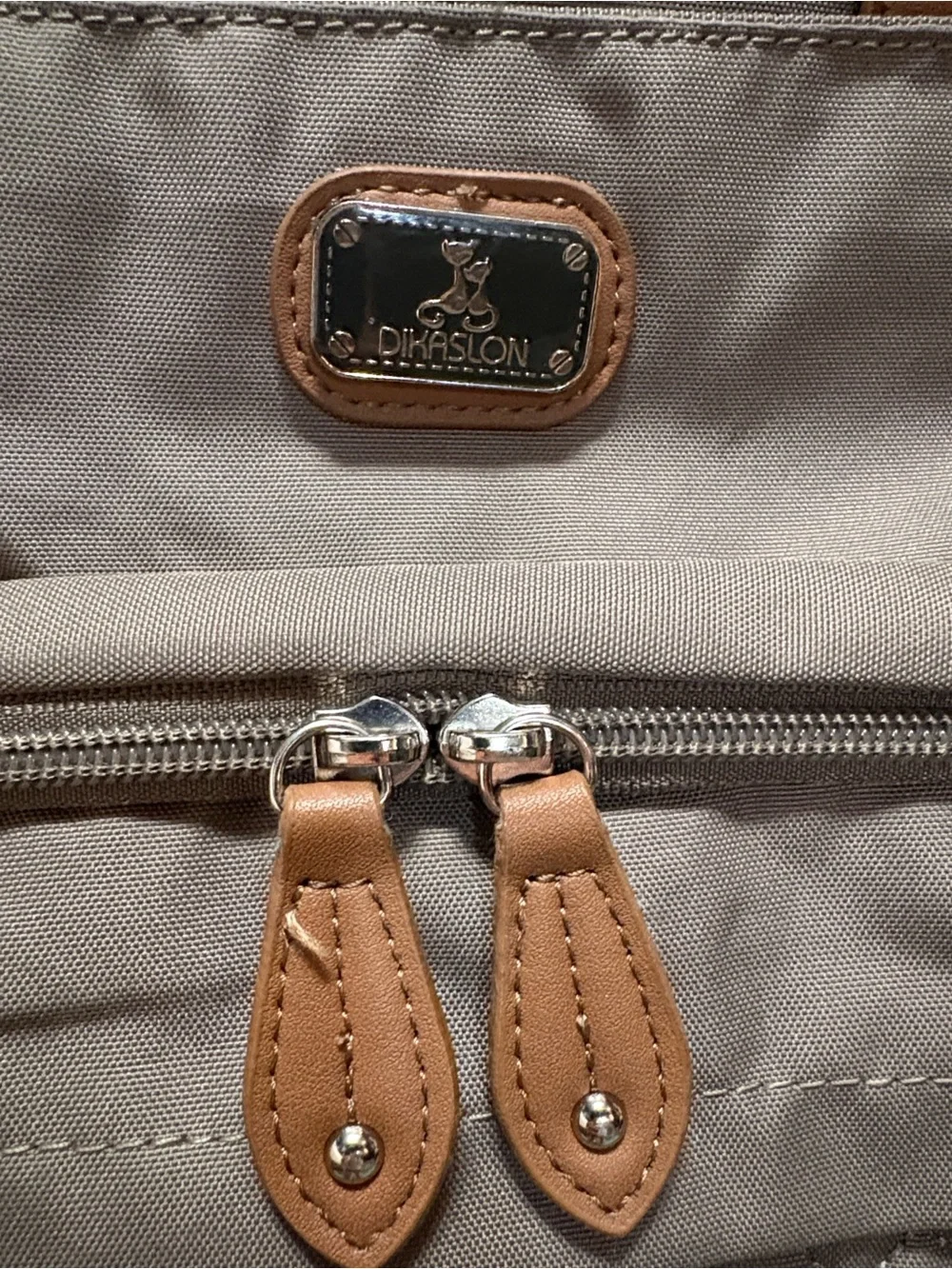 Diaper Backpack in Taupe with Tan Trim by